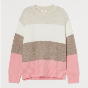 H&M fine knit striped color block sweater 8-10Y